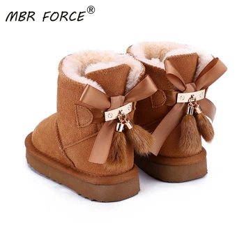 

MBR FORCE Fashion Classic Australian Kids Girls Genuine Leather Warm Winter Snow Boots For Children Child Shoes Boys Cotton Boot