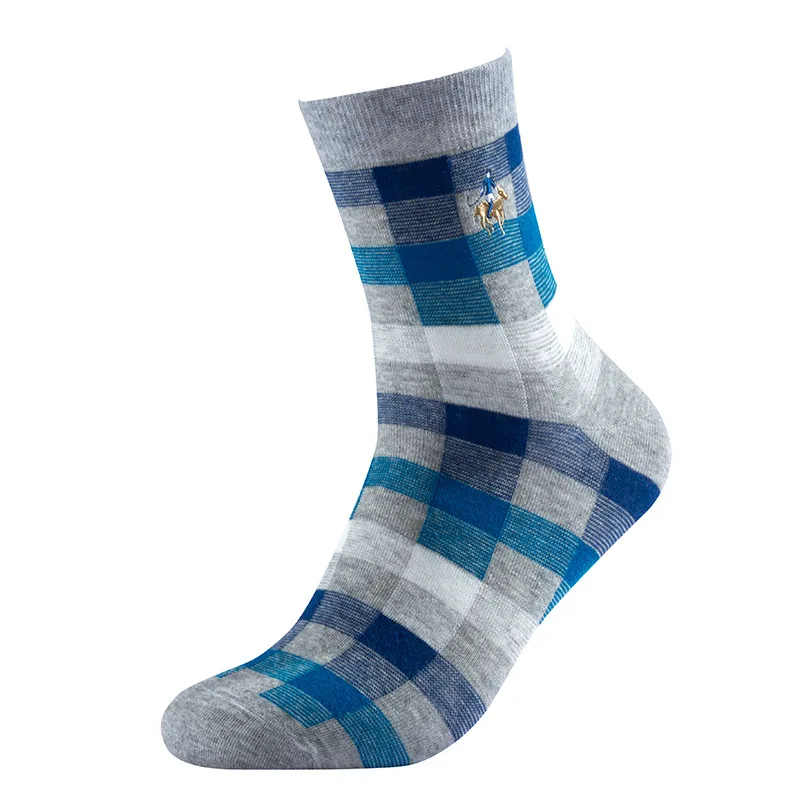 Фирменная Новинка Pier Polo модный британский стиль решетки Для мужчин носки Повседневное хлопковые носки с вышивкой осень-зима нескользящих носочков