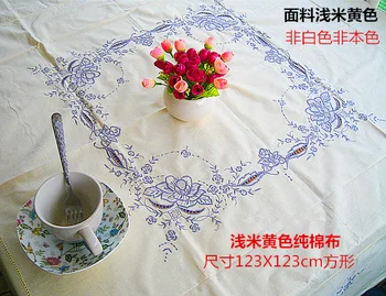 

Foreign trade pure cotton tablecloth light yellow machine embroidered piano TV cover cloth 123cm square special price