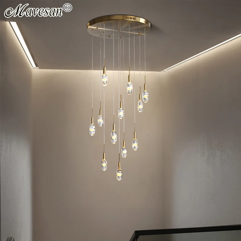 

Wire Hanging LED Crystal Chandelier 1/7/12 Heads For Living Room Corridor Bedroom Apartment Loft Indoor Lighting Glass Fixtures