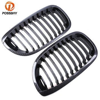 

POSSBAY Car Front Kidney Grille Imitation Carbon Fiber Grilles for BMW 3-Series E46 316Ci/318Ci/320Cd Cabrio 2003-2006 Facelift