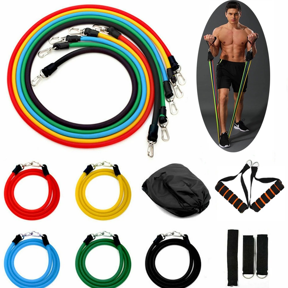 11Pcs Resistance Bands Set Expander Yoga Exercise Fitness Rubber Tubes Stretch Training Home Gyms Workout Elastic Pull Rope D40 | Спорт и