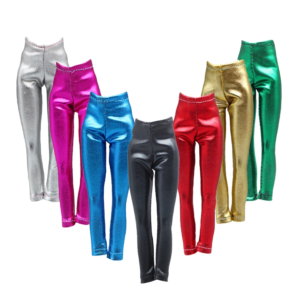 Candy Color Leather Elastic Bottom Pants Clothes Trousers 30CM Baby Gril 1/6 Doll Accessories 3PCS/lot