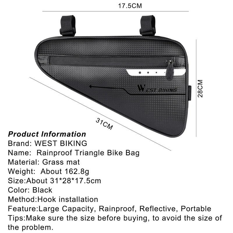 WEST BIKING, водонепроницаемые, 3 л, велосипедные сумки, треугольная велосипедная сумка на переднюю трубу, велосипедная сумка, инструменты, Аксессуары для велосипеда, велосипедная сумка
