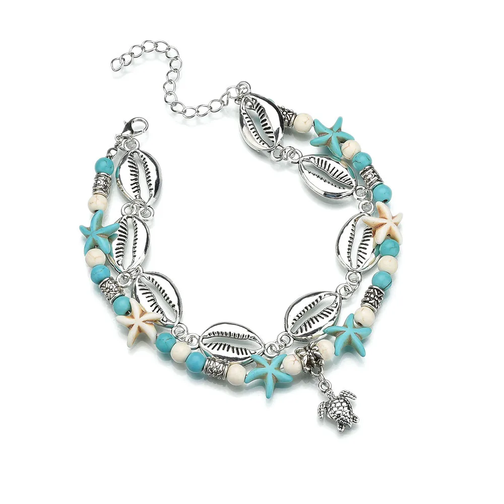 Ножной браслет комплект из двух предметов - Окраска металла: anklet