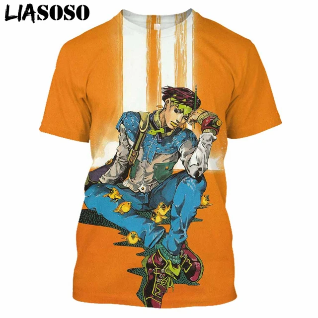LIASOSO Anime 3D Print T Shirt Men Women Harajuku JoJo's Hip Hop Bizarre Homme Adventur T-shirt Rock Shirts Homme Tshirt E835