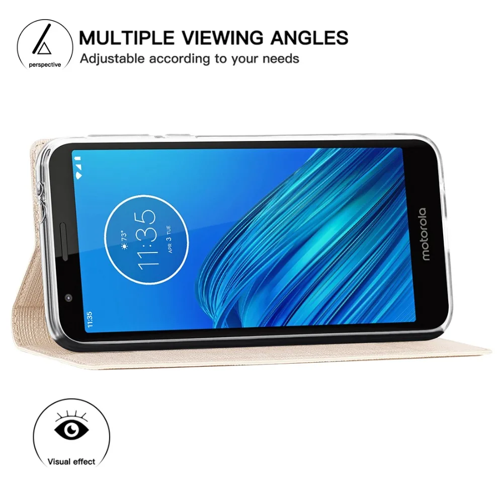 Для Motorola Moto E6 Чехол Кожаный Фолиант раскрывающийся чехол с подставкой и кредитными слотами для Moto E6