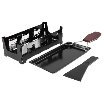

Cheese Raclette, Portable Non-Stick Cheese Raclette Rotaster Baking Tray Stove with Wodd Handle Grilling Tool
