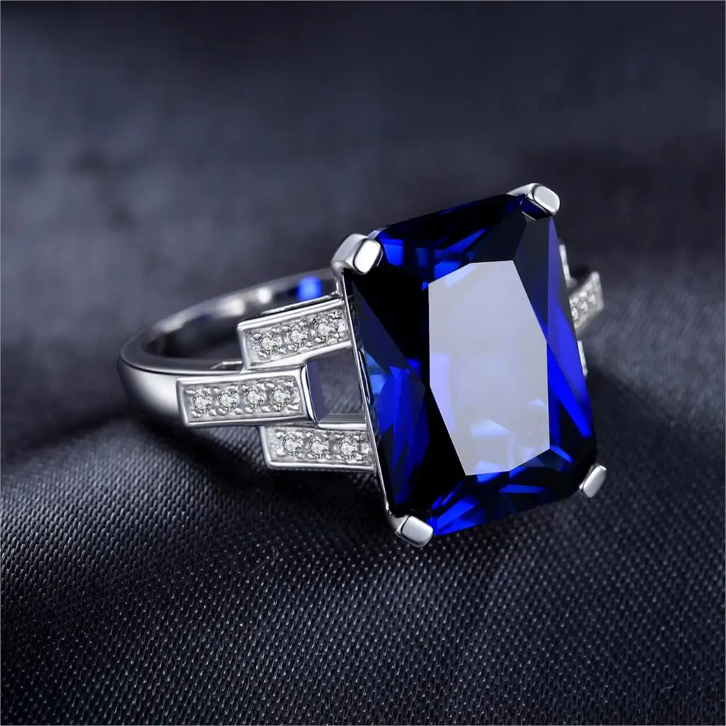 JewelryPalace 9ct созданное кольцо с синим сапфиром 925 пробы Серебряное кольцо для женщин обручальное кольцо серебро 925 драгоценные камни ювелирные изделия