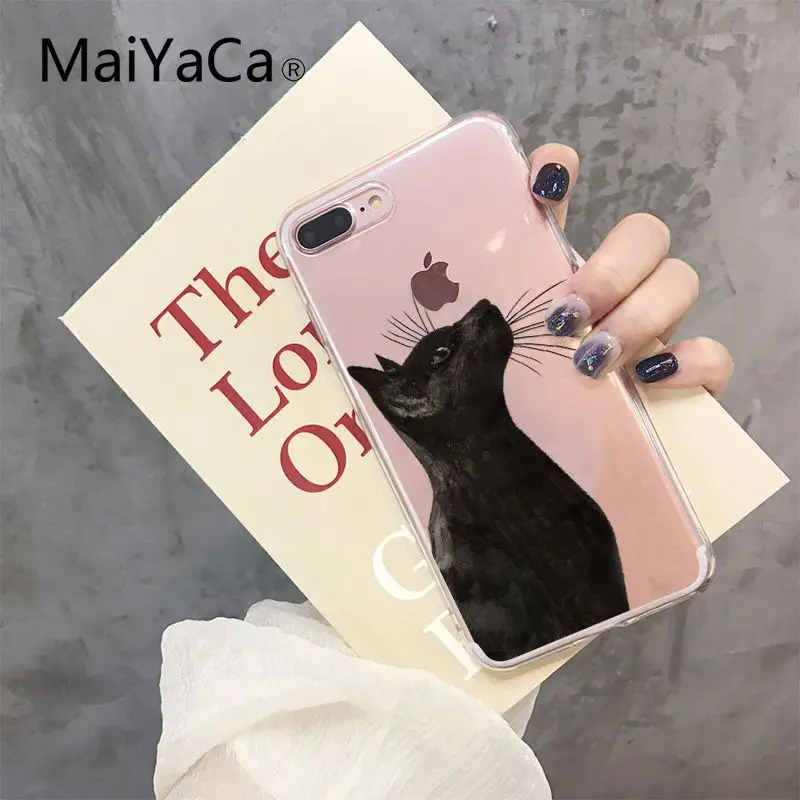 A12 MaiYaCa милый кот котенок мягкая резина, термопластичный полиуретан чехол для телефона iPhone 5 5Sx 6 7 7plus 8 8Plus X XS MAX XR Fundas Capa - Цвет: A12