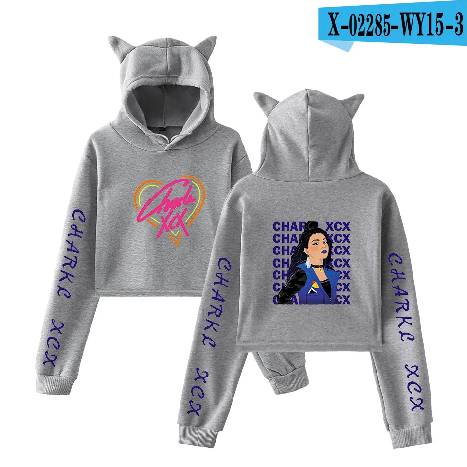 As picture Новые осенние толстовки с капюшоном Charli XCX, женские популярные толстовки с капюшоном с кошачьими ушками, толстовка с капюшоном для женщин, популярные повседневные белые пуловеры для девочек - Цвет: As picture