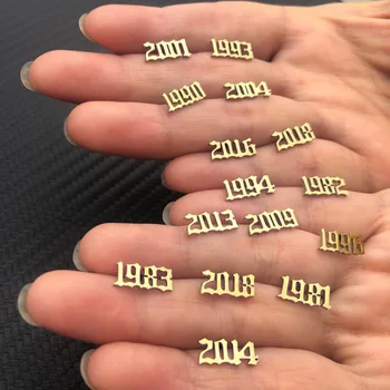 

Old English Birth Year Earrings for Women Stainless Steel 1993 1994 1995 1996 1997 1998 1999 Gold Stud Earing Year Boho Jewelry