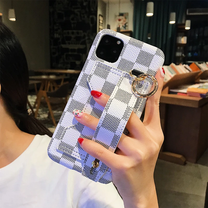 Белый Роскошный классический напульсник чехол для телефона для IPhone 11 Pro XS Max XR 7 8 6S Plus Модный высококачественный силиконовый чехол в клетку - Цвет: Белый