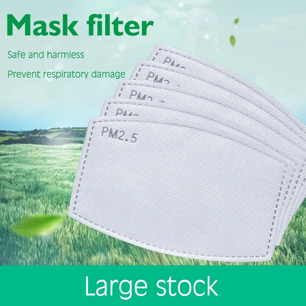

100pcs PM2.5 Filter paper Anti Haze bacteria proof mouth Mask Replacement Anti Dust Anti pollution Face Mouth Mask Filter Paper