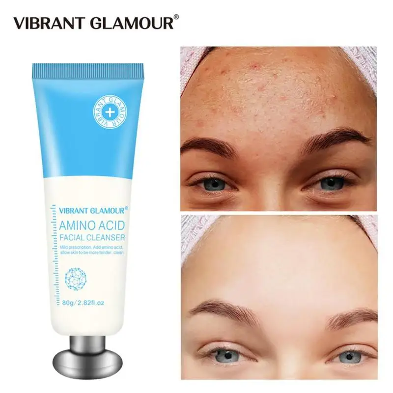 Аминокислотное очищающее средство для лица VIBRANT Glamur, контроль жирности, увлажнение, сужение пор, удаление акне, питание отбеливание, чистка лица