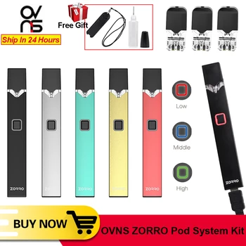

Original OVNS ZORRO Pod System Kit 0.7ml Ceramic Coil Li-ion Battery Protection Vape Pen Electronic Cigarette Kit VS W01 JC01