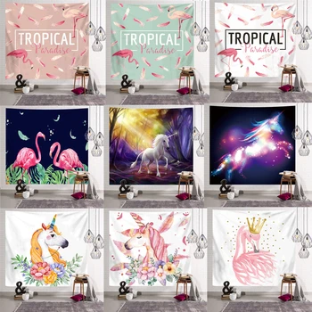 

Horse Flamingo Tapestry Wall Hanging Hippie Macrame Swimming Mat Home Decor Beach Towel Decor Livingroom