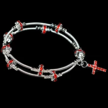 Новые свадебные ювелирные кристаллы серебряный крест кулон браслет черный, красный, синий, розовый браслеты для невесты женский браслет подарок на день рождения