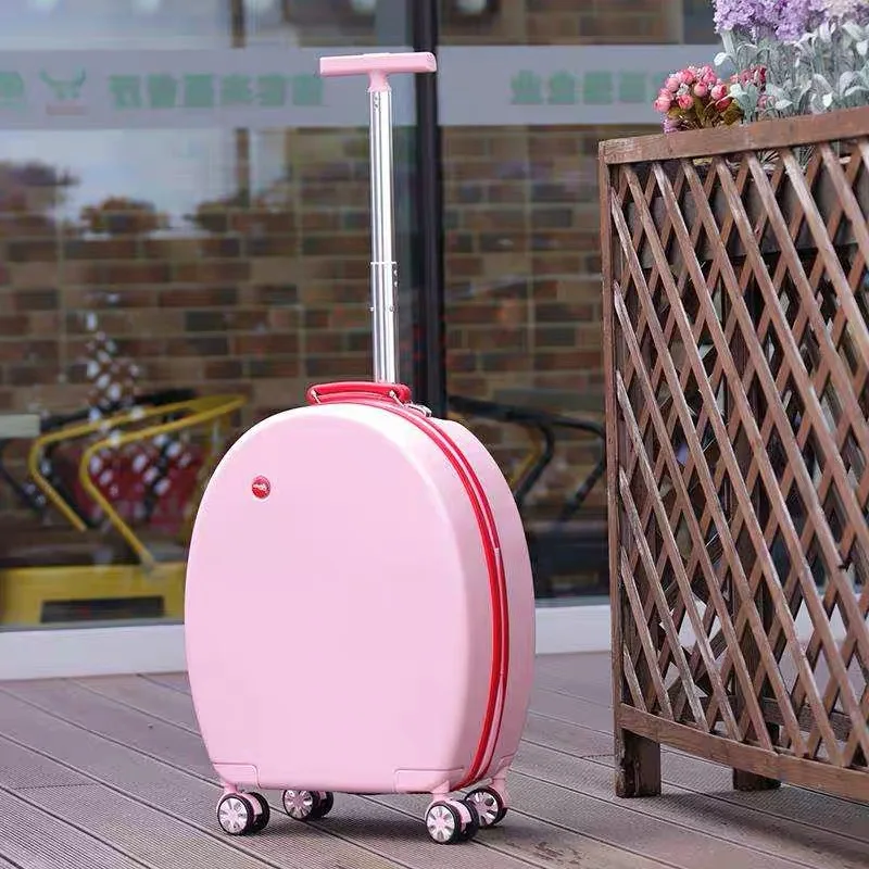 20''Rolling багаж набор студенческий чемодан на колесиках Детский мультфильм милый закругленный багаж для девочек носить на чемодан - Цвет: 20 inch Pink