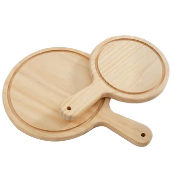 

1 Pcs Wooden Pizza Paddle Cheese Serving Tray Plate Cutting Chopping Board Round Bakeware Pastry Tools Accessories BJStore