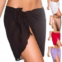 Women Beach Bikini Cover Up Solid Color Pareo Chiffon Wrap Skirt Sarong Scarf Beachwear Bathing Suit Beachwear Swimsuits