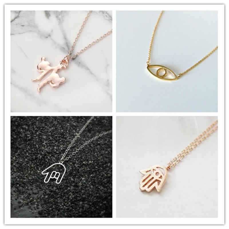 Evil eye necklace Dainty Open     line evil eye necklace_副本