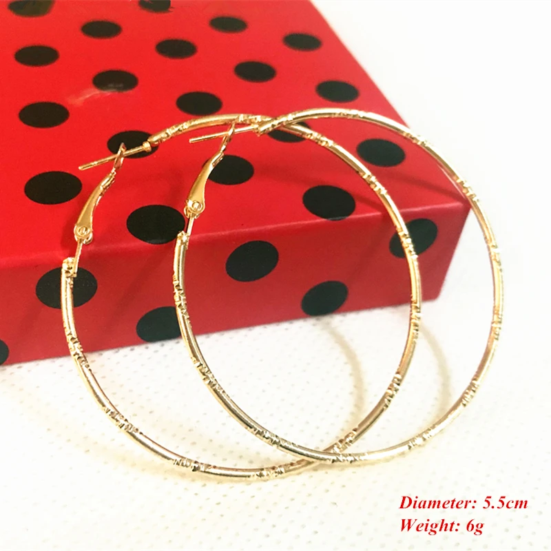 

Simple Gold color Big Hook Round Earring For Women Statement Fashion Jewelry Accessories Large Circle Round Earrings