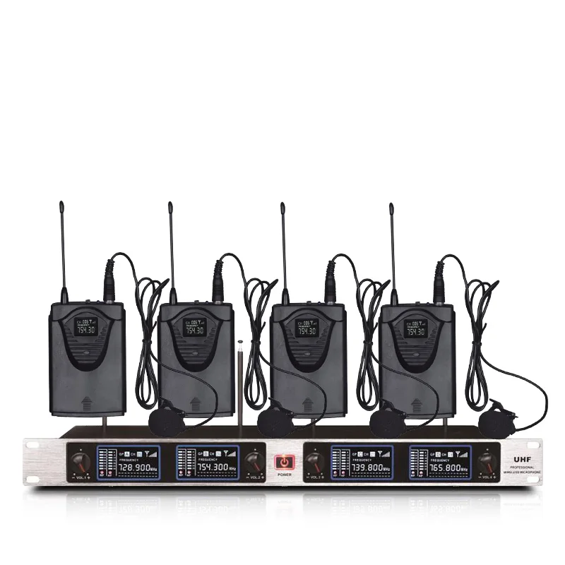 4-канальный металлического материала ручной беспроводной микрофон системы для цифровых зеркальных камер этап микрофон семья проводной микрофон для караоке - Цвет: Lavalier microphone