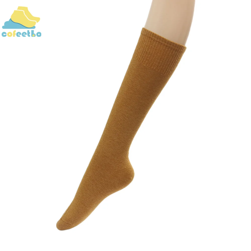 yellow Винтажные однотонные длинные хлопковые носки для женщин, эластичные длинные чулки, облегающие высокие носки для женщин, осенне-зимние гетры в стиле Харадзюку - Цвет: yellow