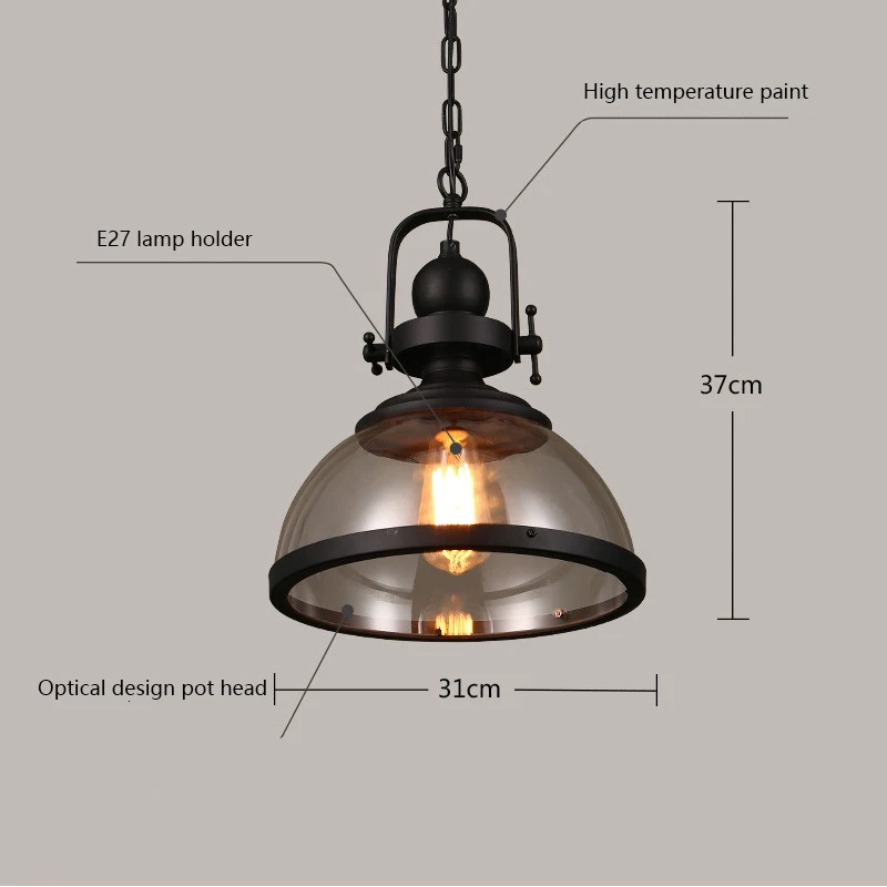 Industrial Glass Vintage Pendant Lamp LED Pendant Lights Lighting Bar Bedroom Dining Living Room Cafe Hanging Lamp Light Fixture - Цвет корпуса: a