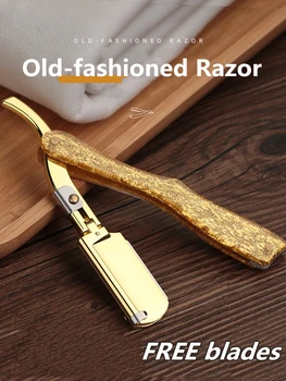 

Vintage Manual Folding Hair Razor Holder Shaving Eyebrow Knife Men Grooming Hair Remover Shaving Razor G0609