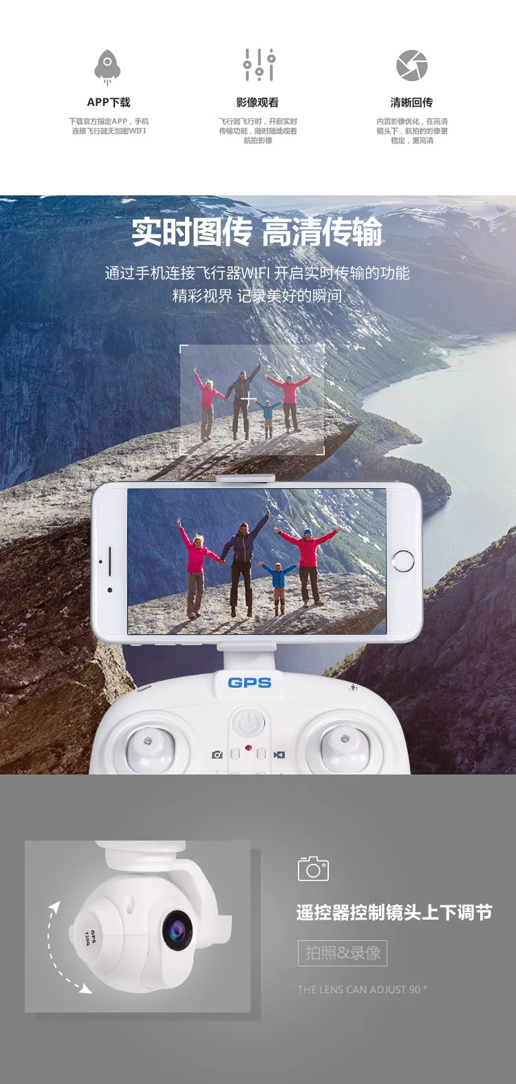 Gps двухрежимное позиционирование беспилотный летательный аппарат 1080P широкоугольный 5G аэрофотосъемка анти-помехи летательный пульт