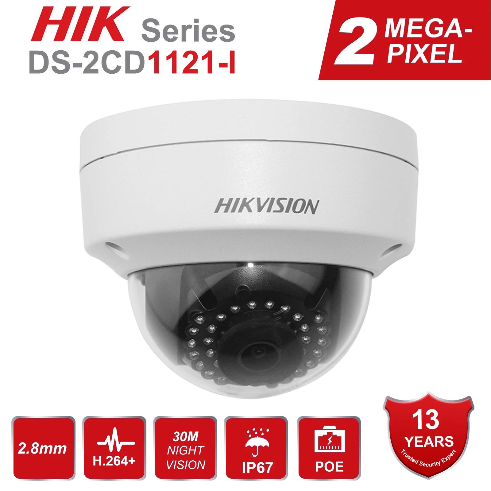 Камера видеонаблюдения Hikvision 2-мегапиксельная PoE IP-камера 1080P для безопасности с