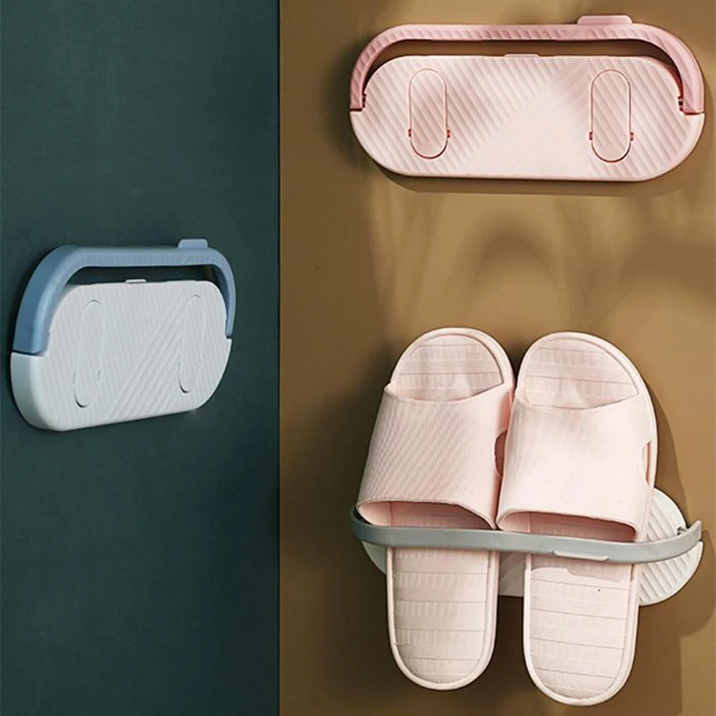 

Multifunctional Bathroom Slippers Rack Free Perforation Wall Rack Kitchen Drain Rack Dropshipping