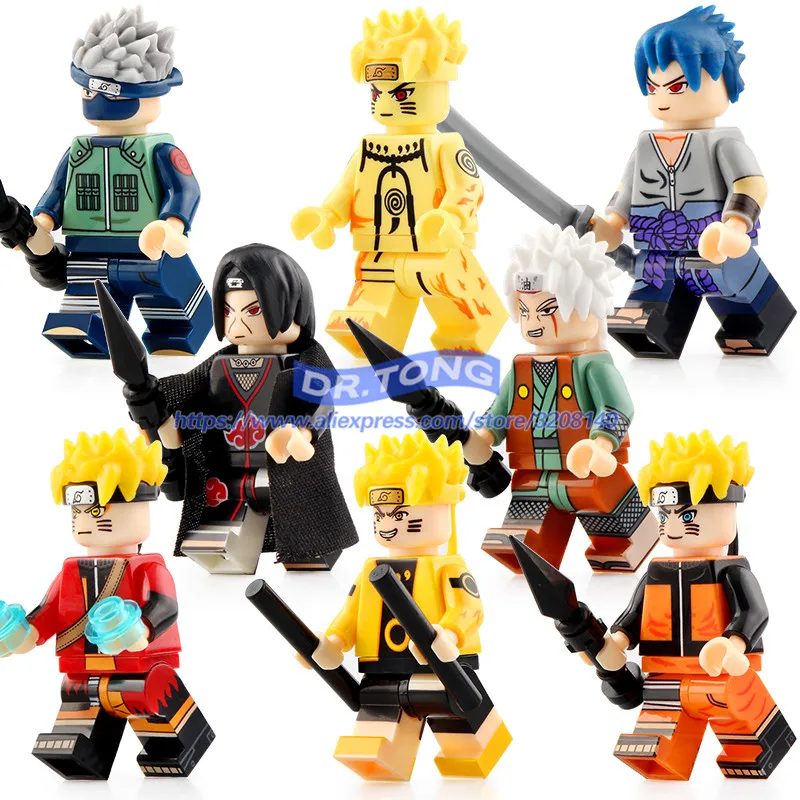 

8PCS Building Blocks Famous Anime Figures Naruto Character Uzumaki Uchicha Jiraiya Models Toys Gift For Children Gifts KF6078