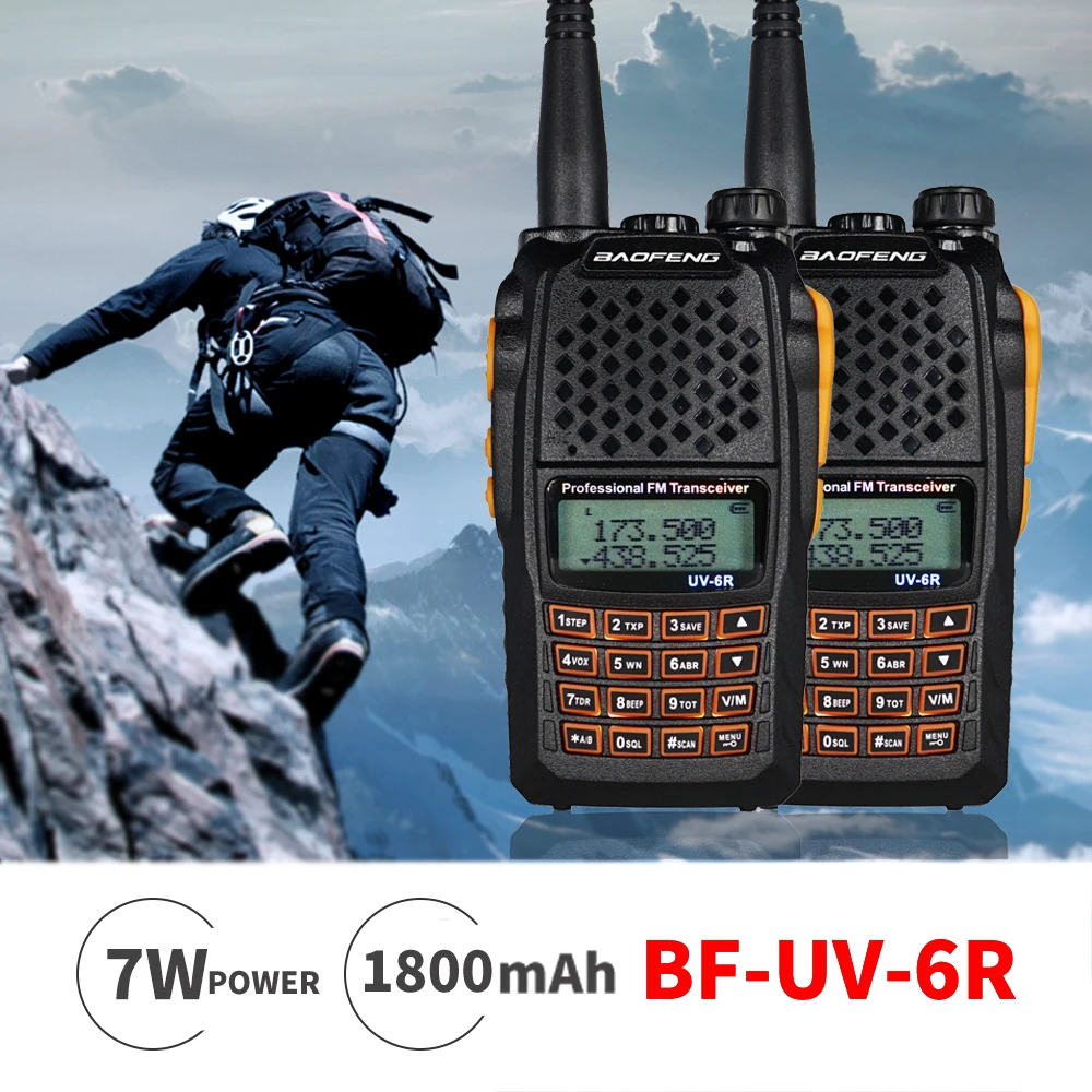 2 шт. Baofeng UV-6R двухстороннее радио 7 Вт двухдиапазонный UHF VHF трансивер UV 6R портативная рация UV6R FM VOX охотничья ветчина CB радио