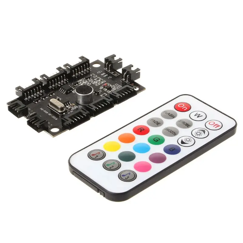 

Adjustable Music Computer PC RGB Cooling Fan Controller Control Panel for CPU+IR Remote Control Heat Sink Accessories