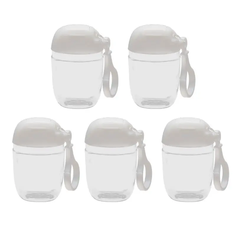 30ml Empty Hand Sanitizer Travel Small Size Holder Hook Keychain Carriers Flip Cap Reusable Portable Empty Bottles 5Pcs