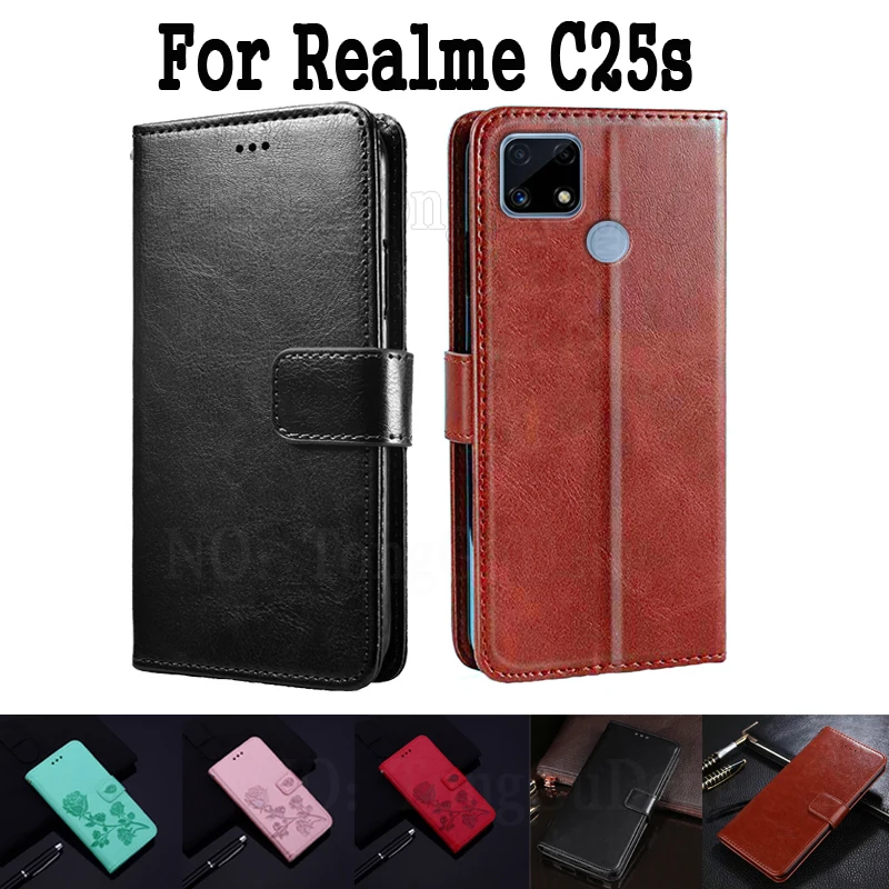 Чехол для Realme C25s чехол флип-кошелек подставка кожаный чехол-книжка на RMX3195 C 25 S C25 с