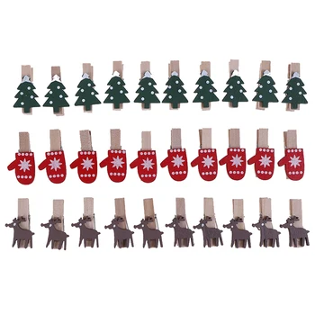 

10Pcs/lot Christmas Tree Elk Goves Wood Clips Mini Wooden Clothes Photo Paper Peg Pin Clothespin Craft Clips