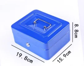 Практичная мини мелкая наличные деньги коробка из нержавеющей стали замок блокировки безопасности безопасный маленький подходит для украшения дома - Цвет: Blue L