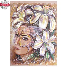 Цветочная вышивка стразами девушка фото на заказ, полная квадратная круглая алмазная живопись «сделай сам» мозаика ручной работы вышивка крестом бабочка Лилия