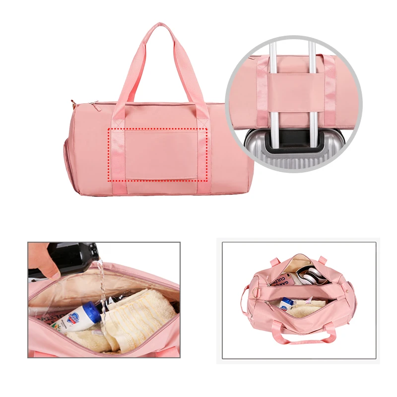 Aoheng Goedkope водонепроницаемый Оксфорд Vrouwen Sporttas met Schoenen Compartiment voor Sport Zwemmen Reizen fitness Duffels Roze