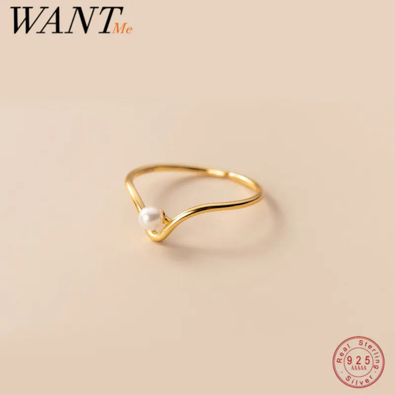 Женское кольцо WANTME из серебра 925 пробы с искусственным жемчугом | Украшения и