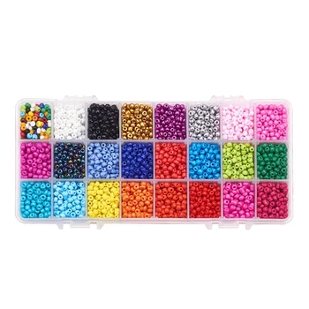 

24-Color Glass Rice Beads Set Handmade Bracelet Beading Material DIY Rice Beads Jewelry Accessories About 3000