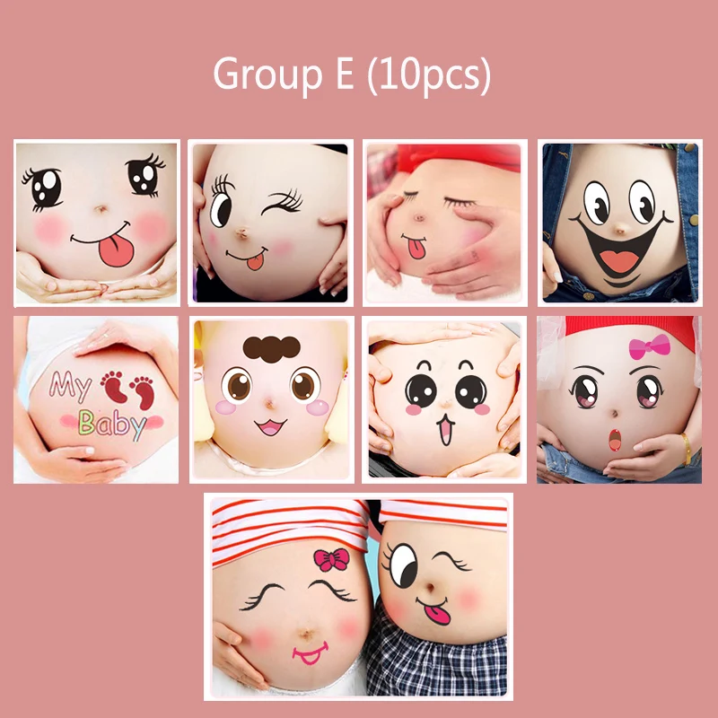 newborn lifestyle photos Belly Stickers Cute Photography Props Woman Pregnant Smiling Face Belly Stickers Mum Maternity Accessories baby boy souvenirs and giveaways	 Baby Souvenirs