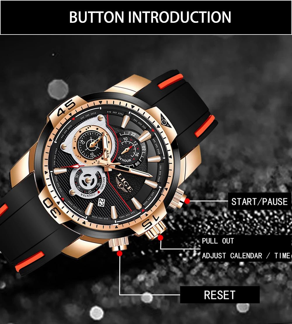 2022 LIGE Men Military Watches Luxury Creative Sport Watch Male Top brand Waterproof Quartz Watches Mens Clock Relogio Masculino