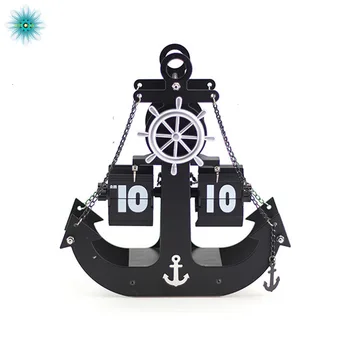 

Modern Design Digital Table Flip Clock Flip Down Clock Flip Page Vintage Anchor Model Auto Flap Desk Clocks Home Decor