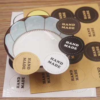 

New design 3.5cm100pcs DIY black Handmade sticker labels flower pattern thank you label tag for bakery wedding candy favors