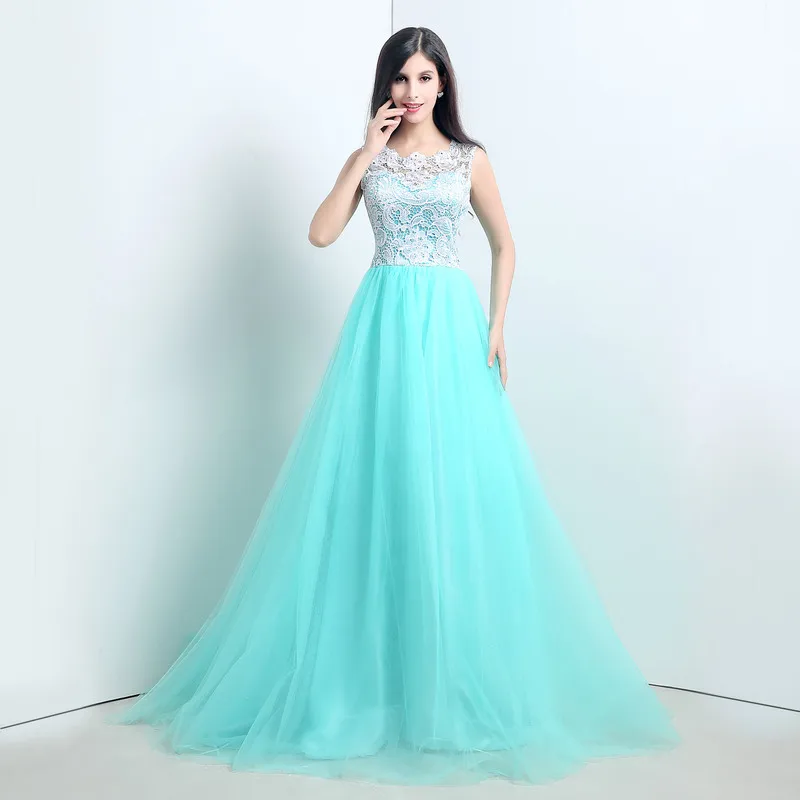 2019 Dresses Woman Party Night Solid Maxi Dress Vintage Ball Gown Sleeveless Empire O-Neck Mesh Lace Dress Elegant Party Dress